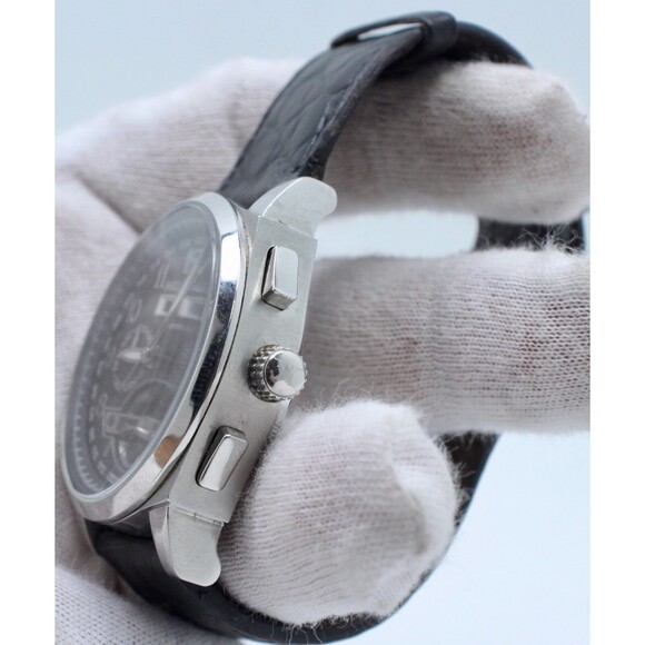 Millage Tourbillion Collection with Black on Silver Genuine Coroco Calf Leather - Picture 2 of 11